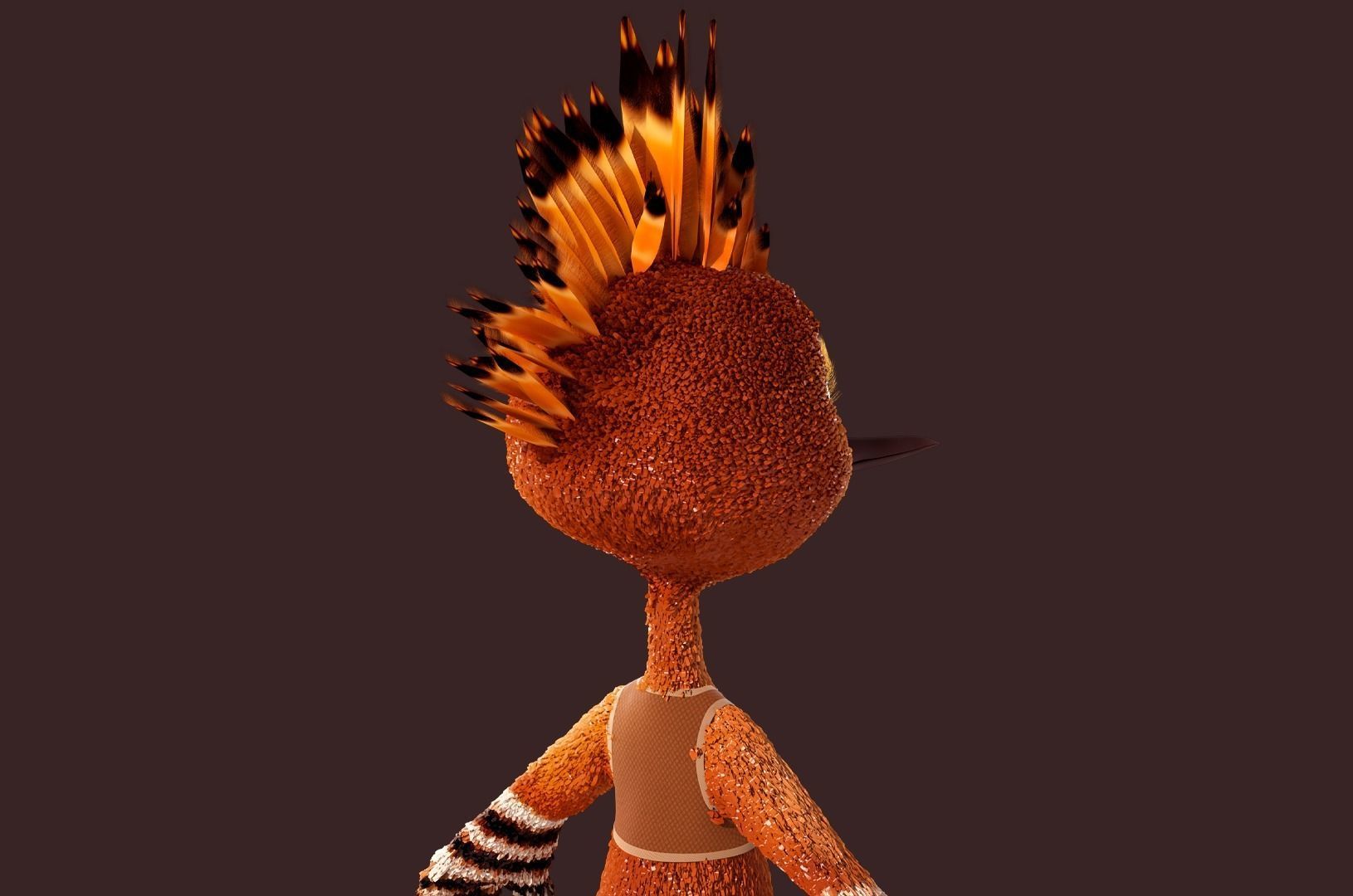 Cartoon Hoopoe Rigged 3D model_14