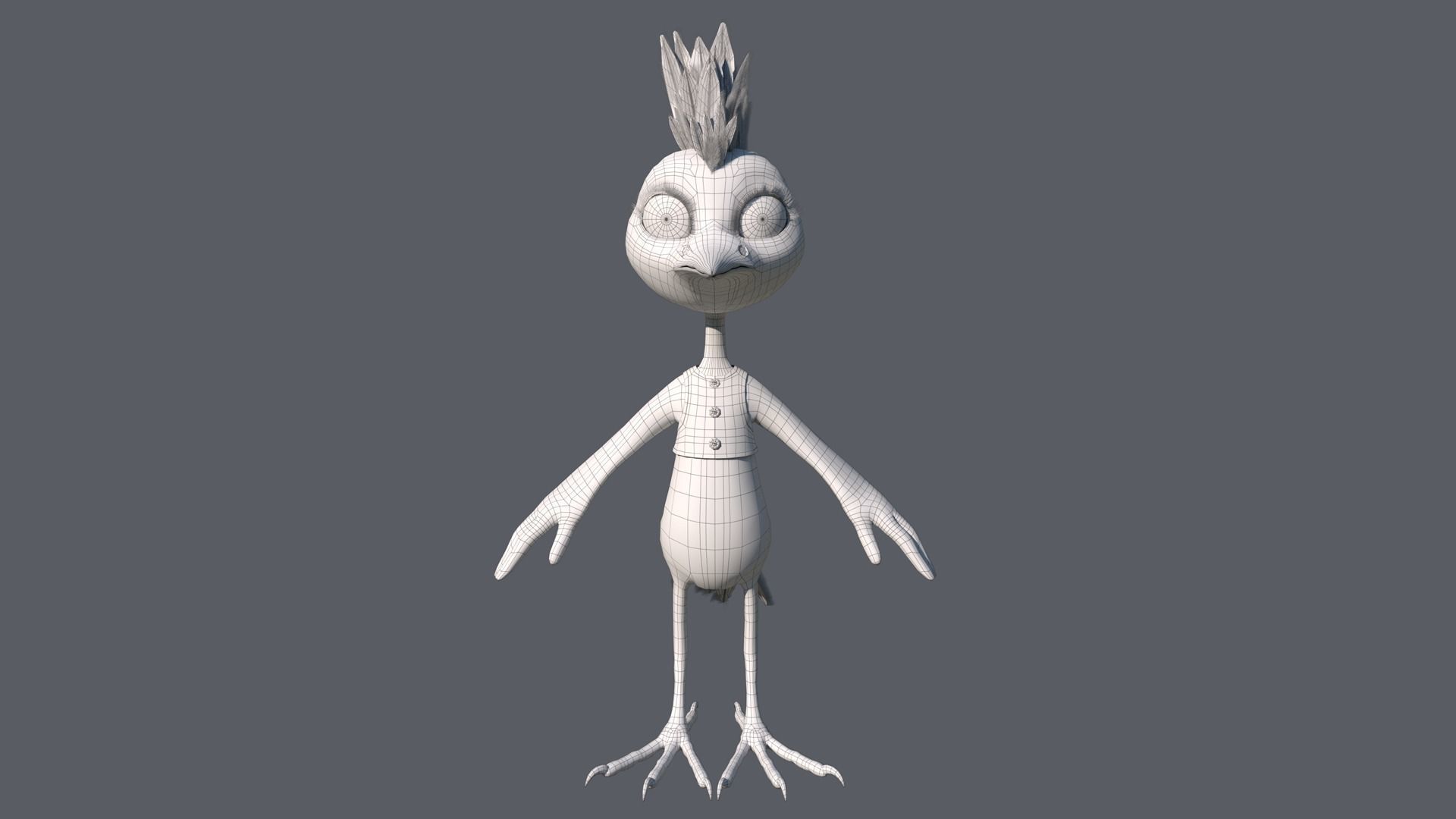 Cartoon Hoopoe Rigged 3D model_19