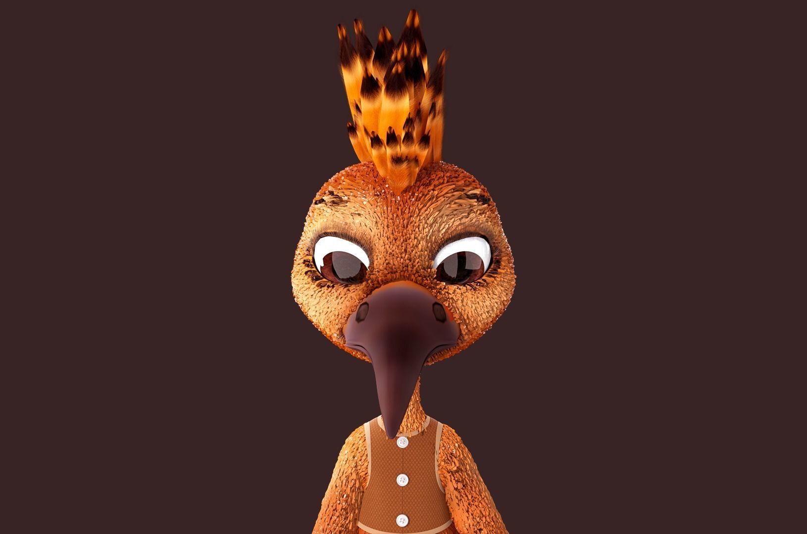 Cartoon Hoopoe Rigged 3D model_1