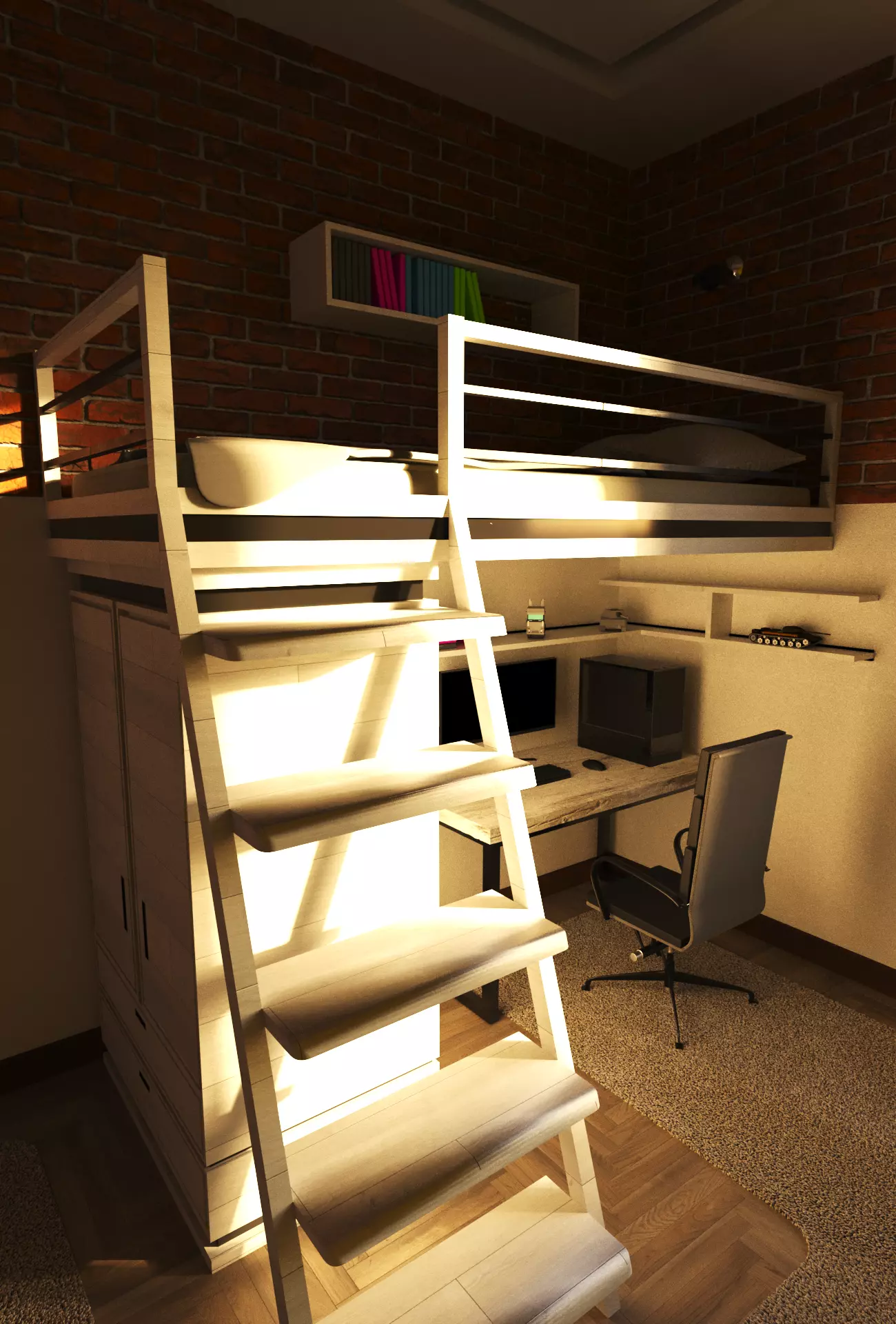 bedroom interior Low-poly 3D model