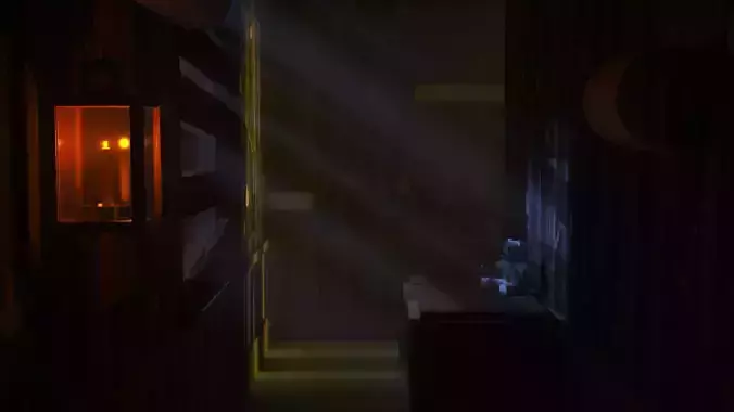 horror style interior Low-poly 3D model