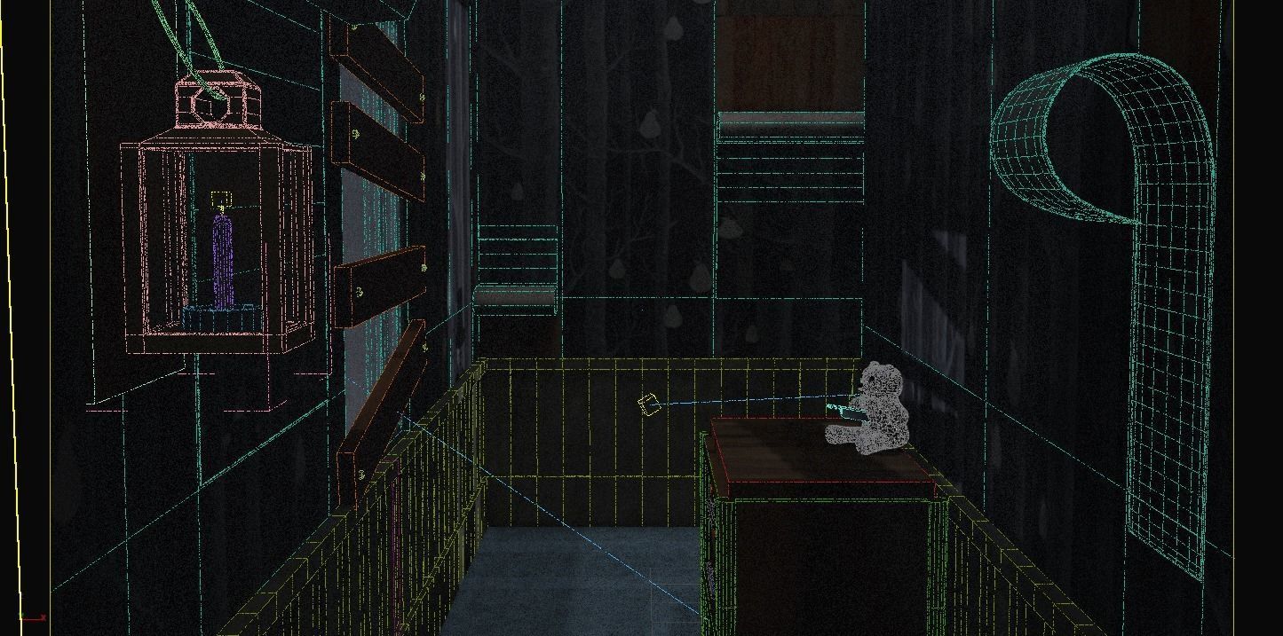 horror style interior Low-poly 3D model_1