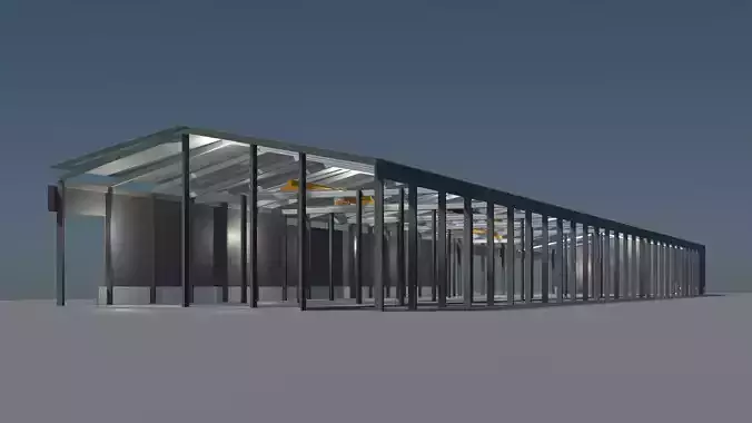 Warehouse with small crane 3D model