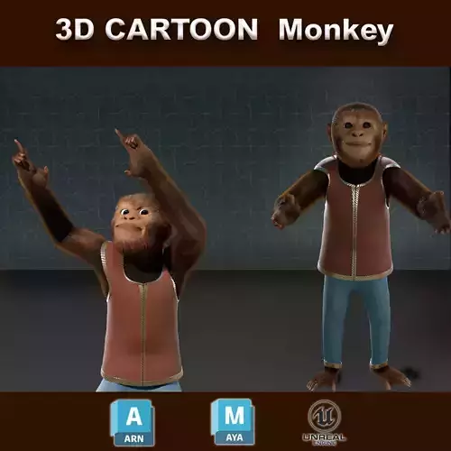 Cartoon Monkey Rigged 3D model