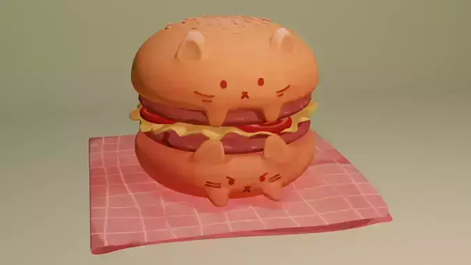 Cat Burger 3D model