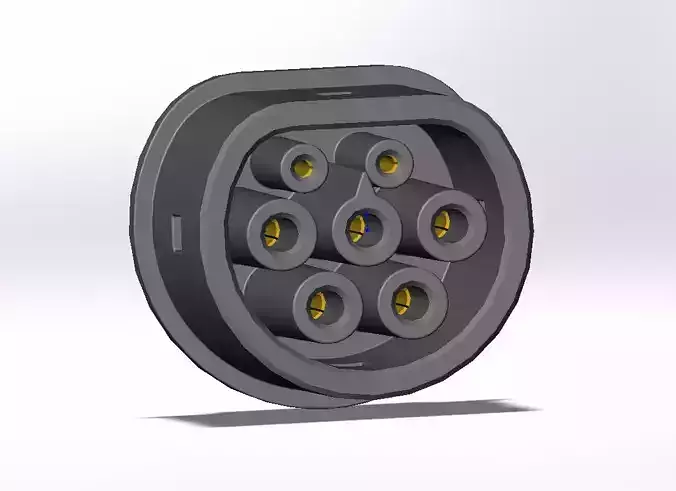 Type2 MENNEKES vehicle connector up to 480V and 16A 3 or 1 phase 3D print model