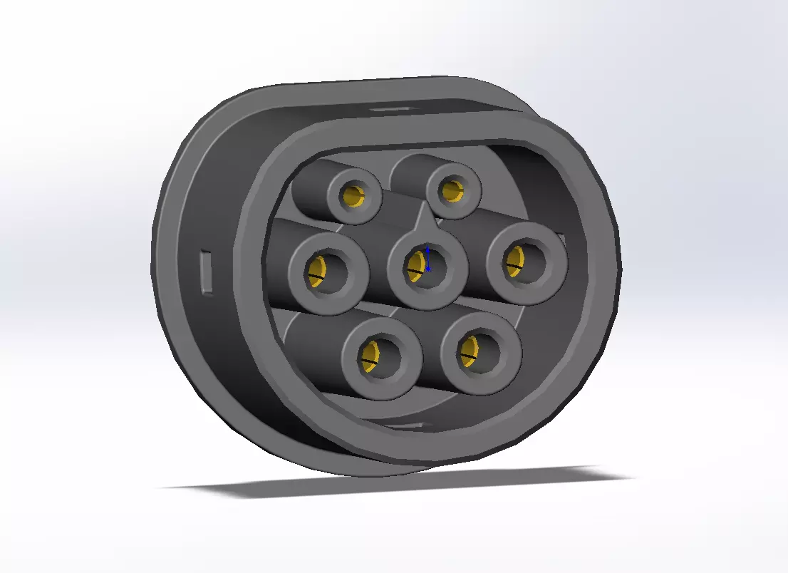 Type2 MENNEKES vehicle connector up to 480V and 16A 3 or 1 phase 3D print model_0