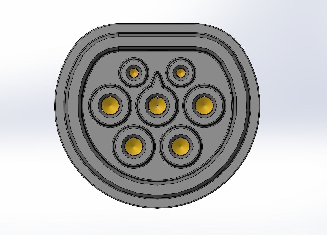 Type2 MENNEKES vehicle connector up to 480V and 16A 3 or 1 phase 3D print model_1
