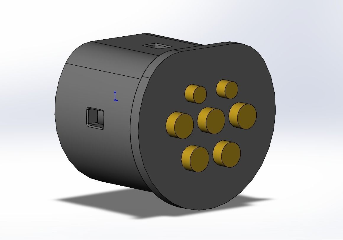 Type2 MENNEKES vehicle connector up to 480V and 16A 3 or 1 phase 3D print model_2