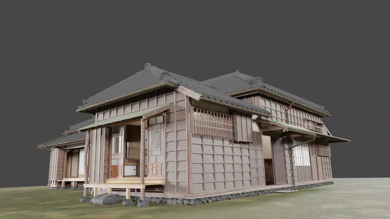 Japanese famous writer house in early 20C 3D model_0