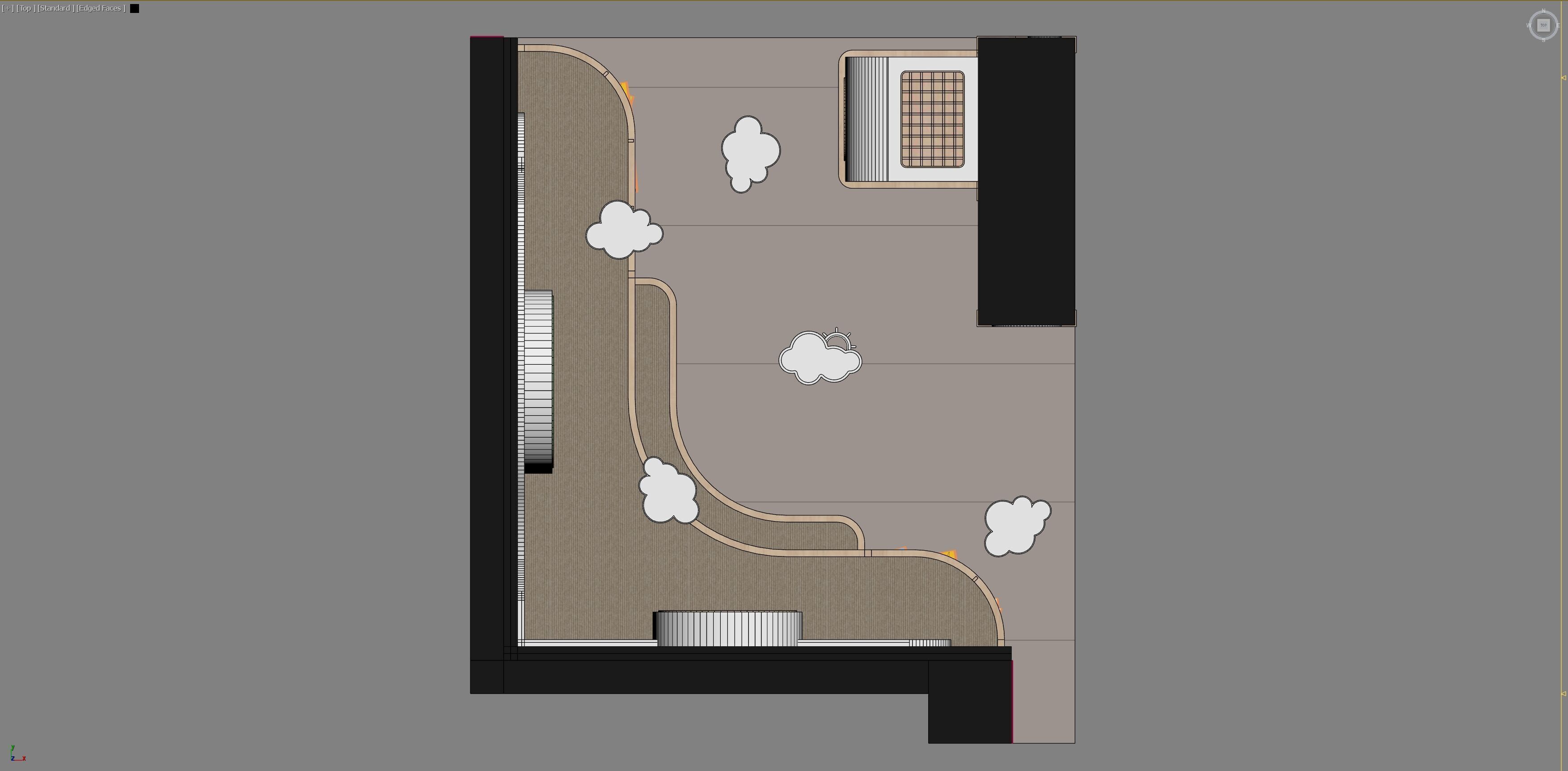 Corner of reading game rest area in kindergarten 3D model_2