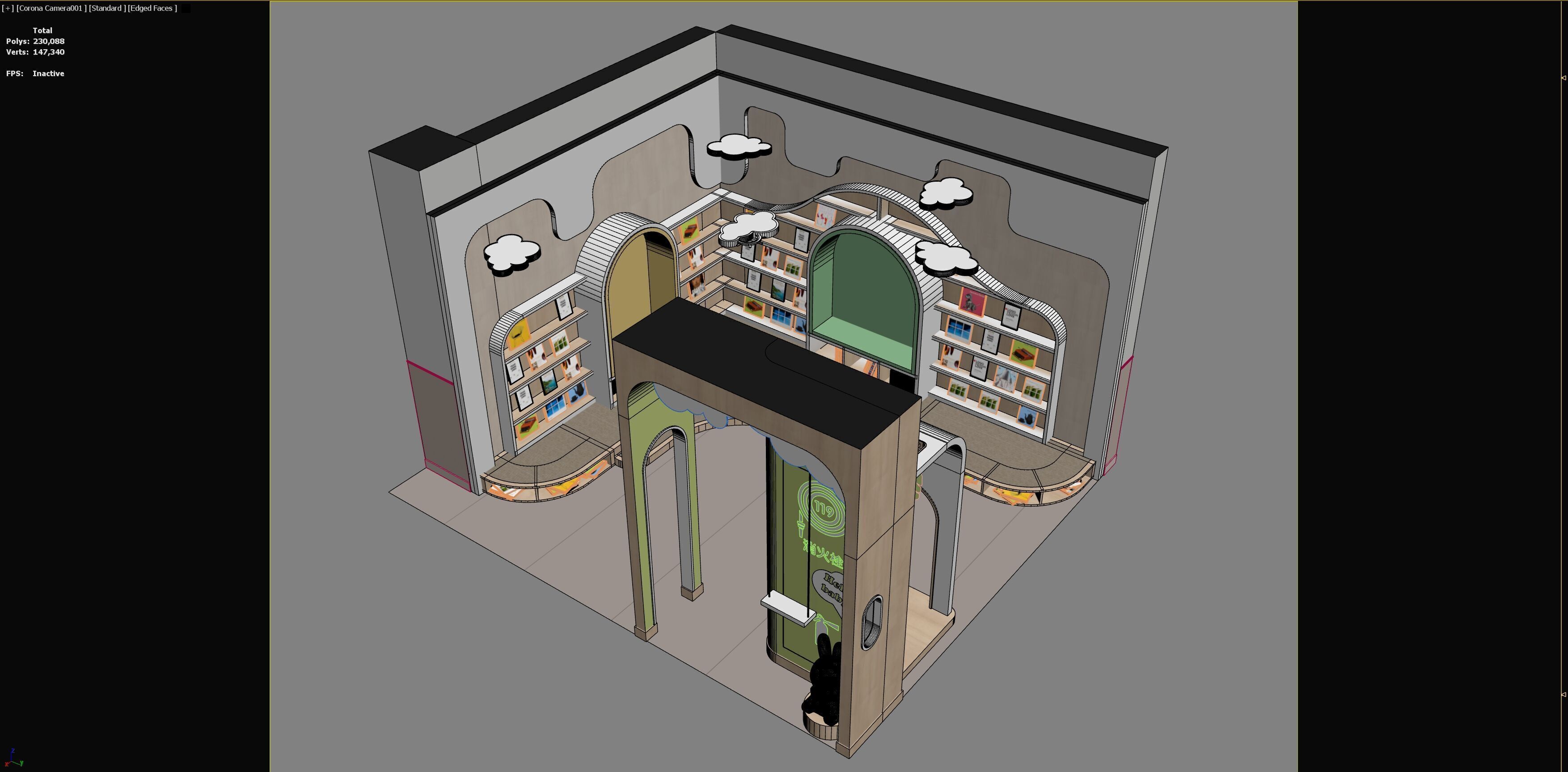 Corner of reading game rest area in kindergarten 3D model_5