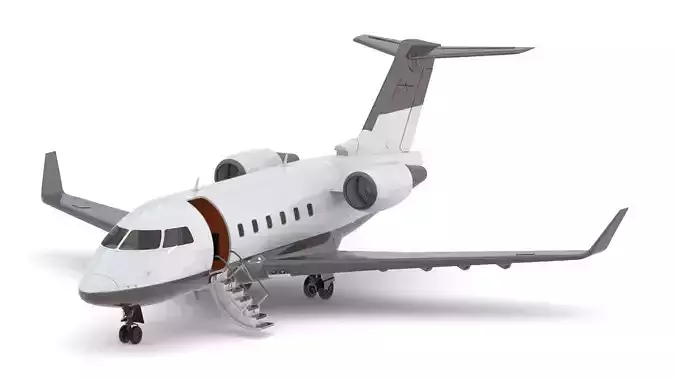 Bombardier Challenger 600 with Full Interior and Cockpit 3D model