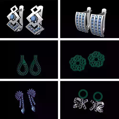 Women Diamond Hoops Earring 3dm STL Print Model Earring