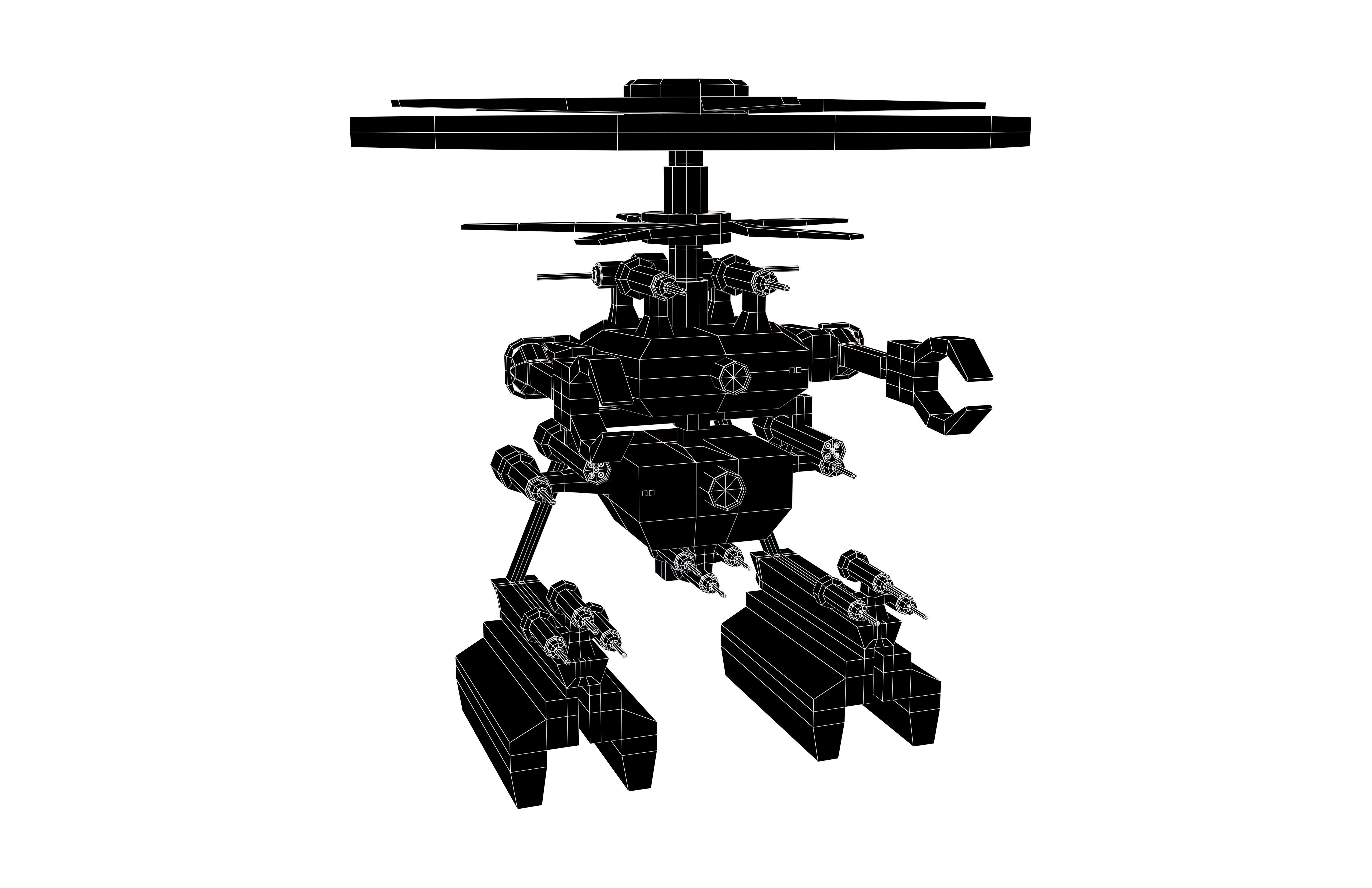 Cartoon Weapon Drone Robot V1 002 Low-poly 3D model_7
