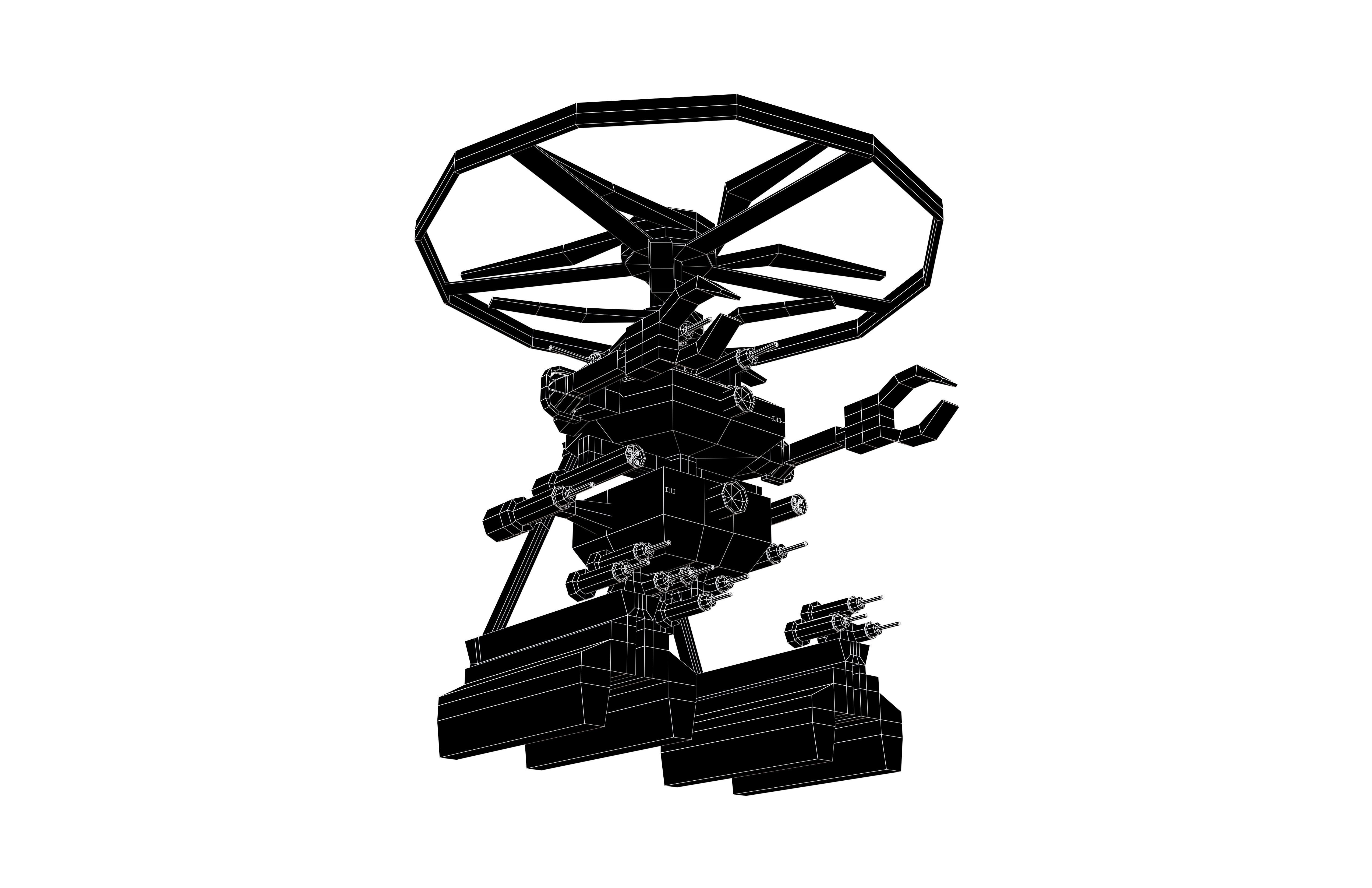 Cartoon Weapon Drone Robot V1 002 Low-poly 3D model_6