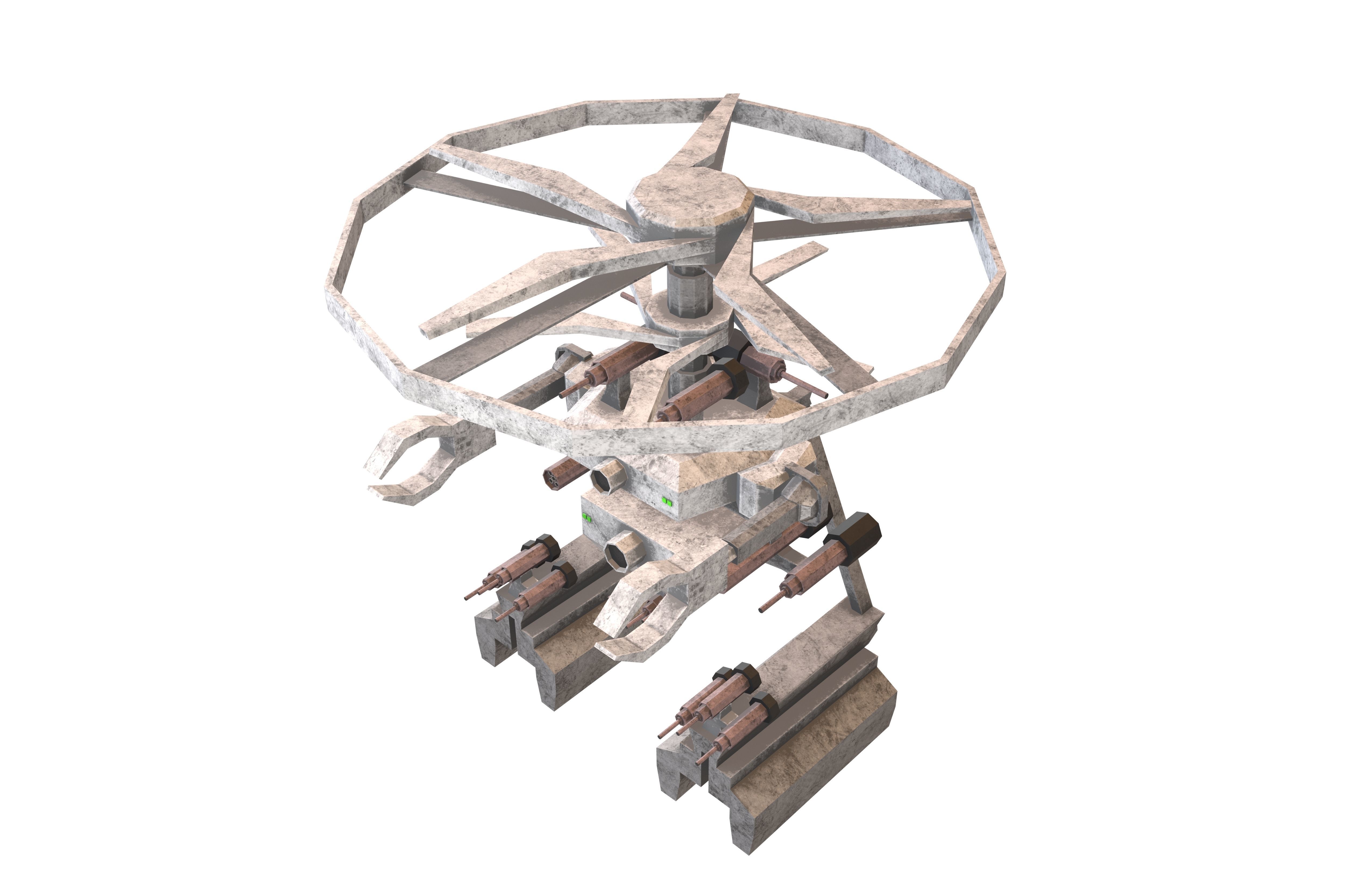 Cartoon Weapon Drone Robot V1 004 Low-poly 3D model_2