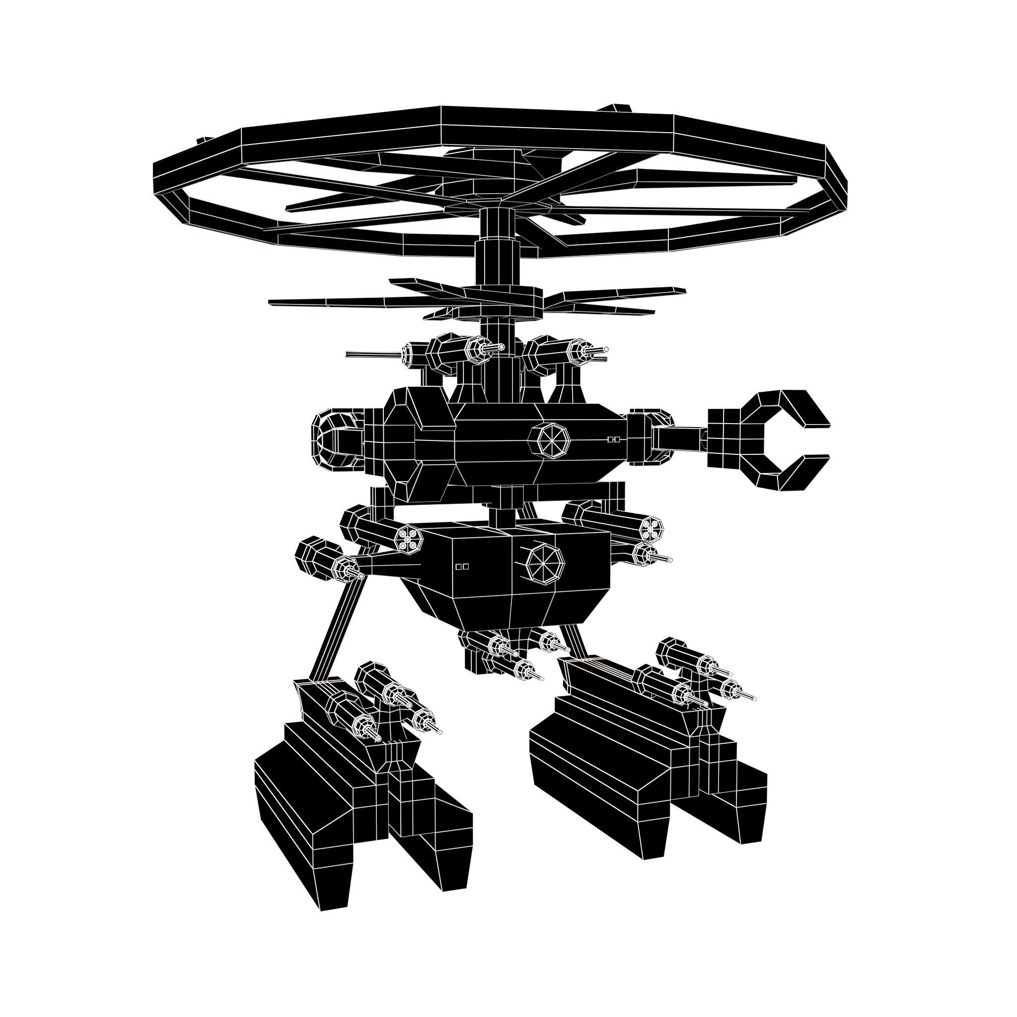 Cartoon Weapon Drone Robot V1 004 Low-poly 3D model_4