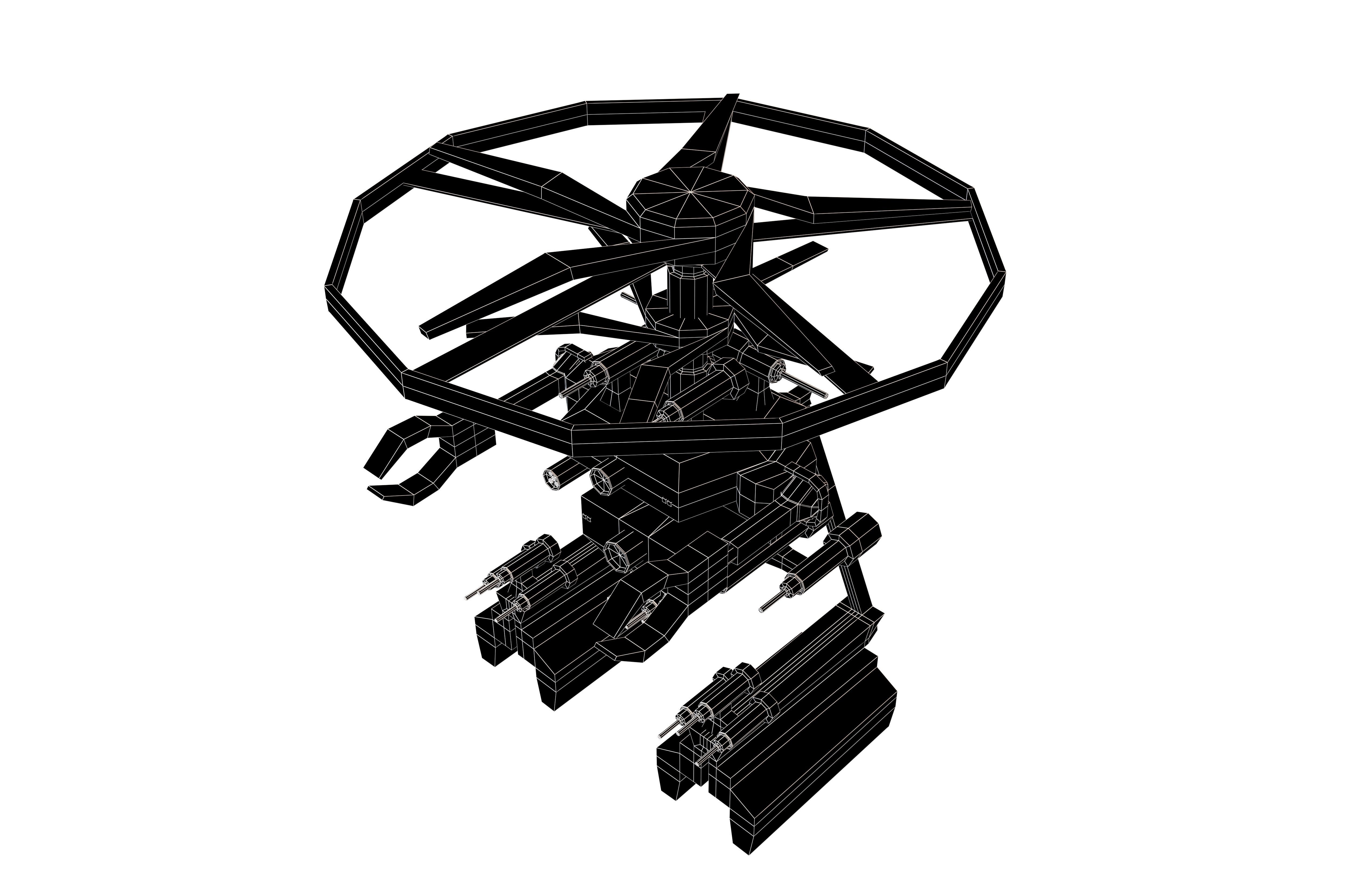 Cartoon Weapon Drone Robot V1 004 Low-poly 3D model_5