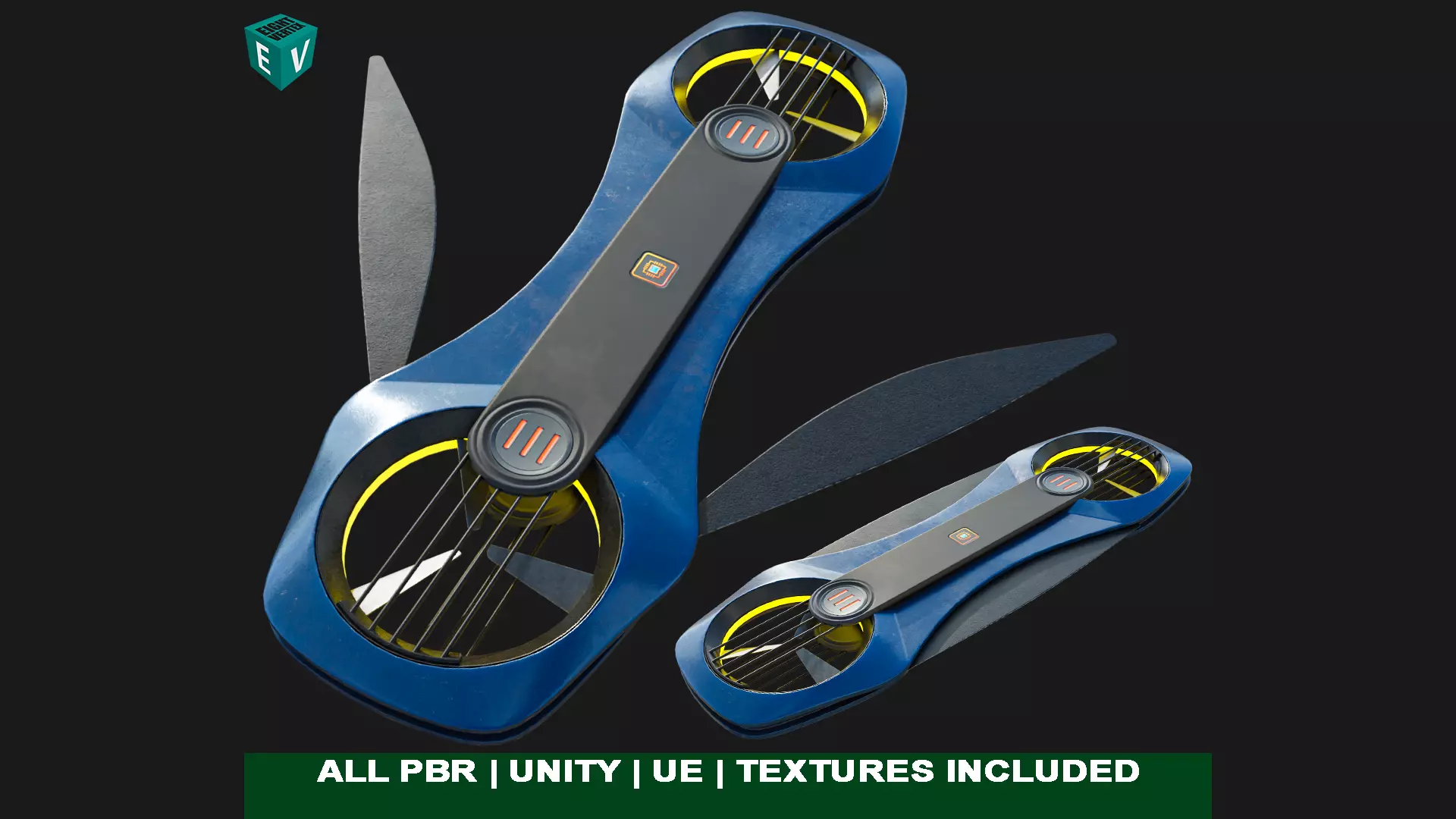 Sci Fi Hoverboard 2 All PBR Unity UE Textures Included Low-poly 3D model_0