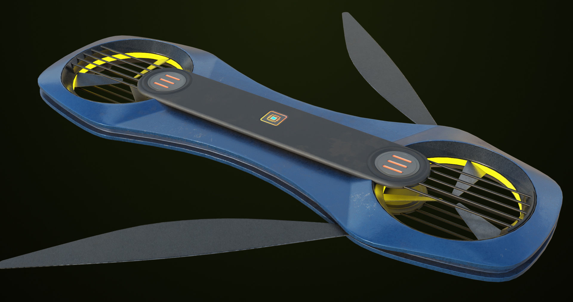 Sci Fi Hoverboard 2 All PBR Unity UE Textures Included Low-poly 3D model_3