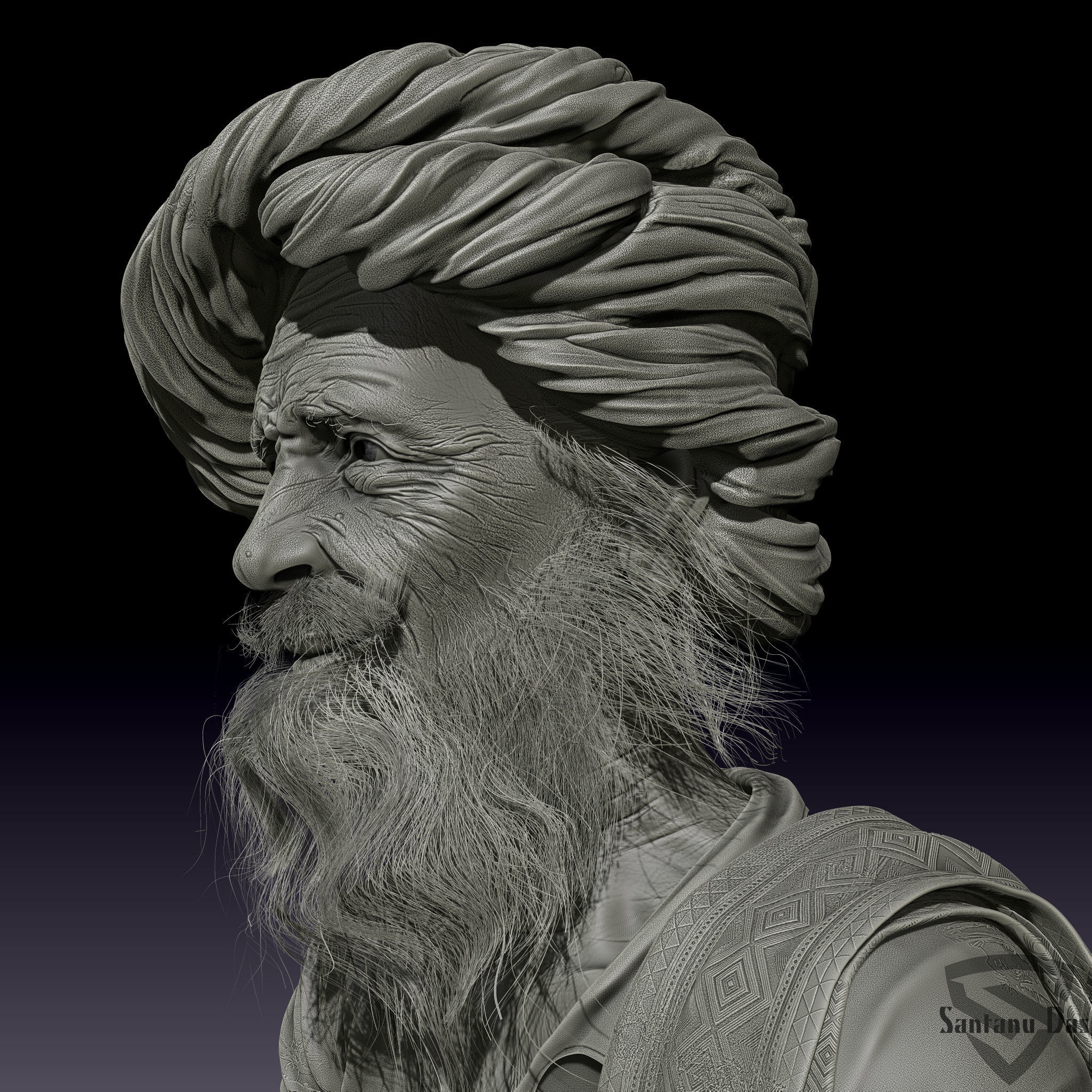 Old Man Sculpture For 3d Print  3D print model_1