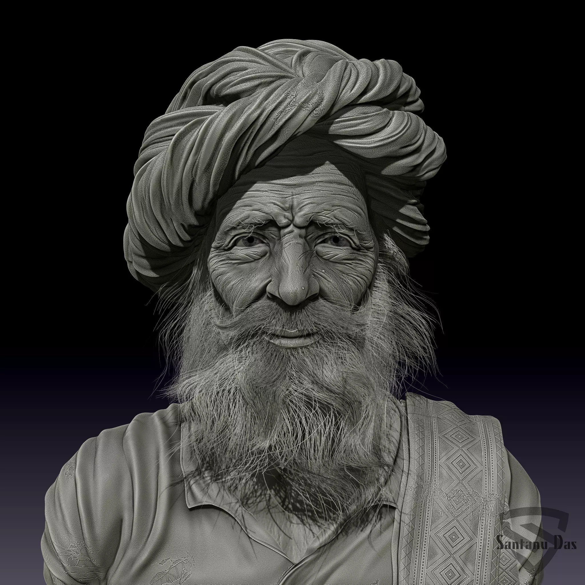 Old Man Sculpture For 3d Print  3D print model_0