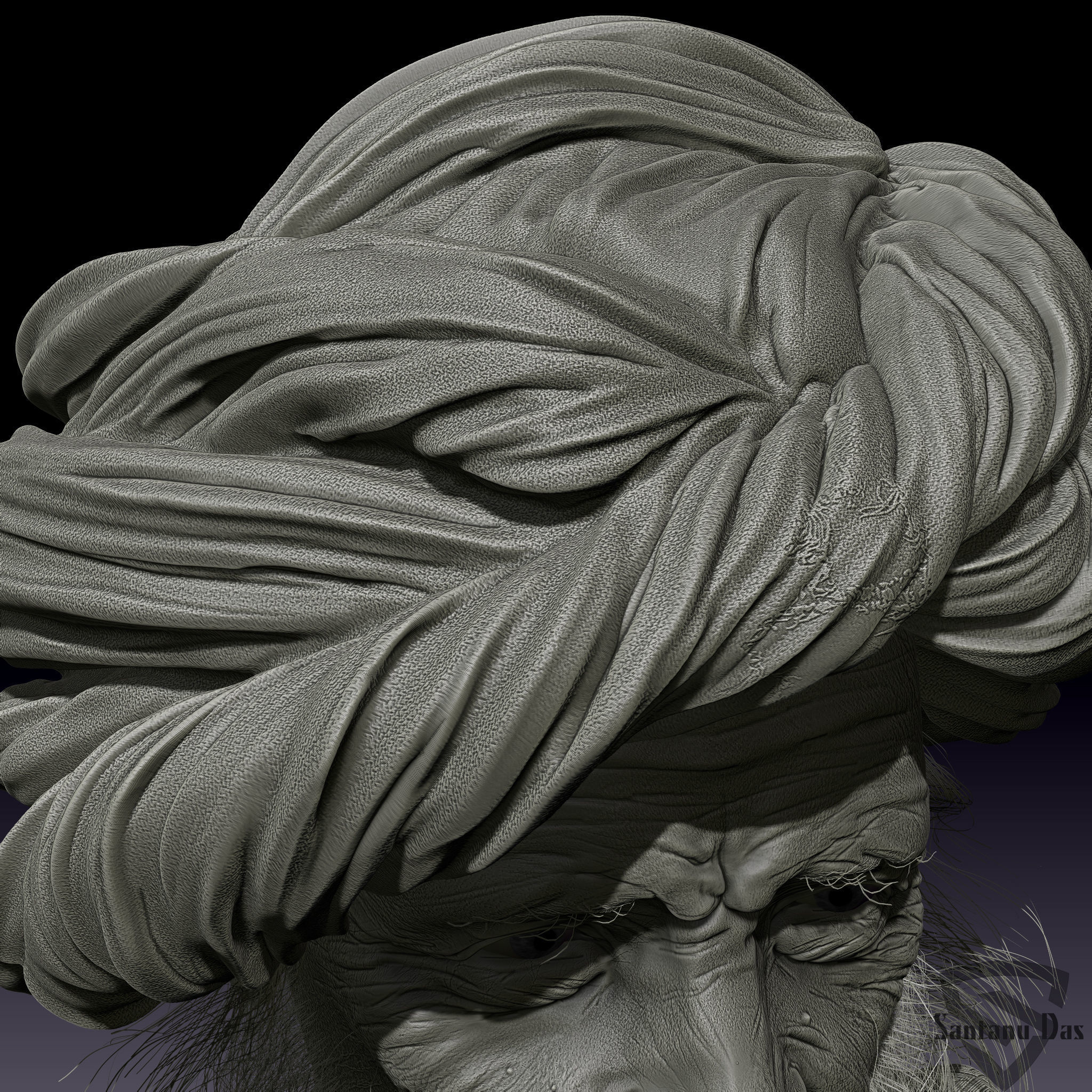 Old Man Sculpture For 3d Print  3D print model_2