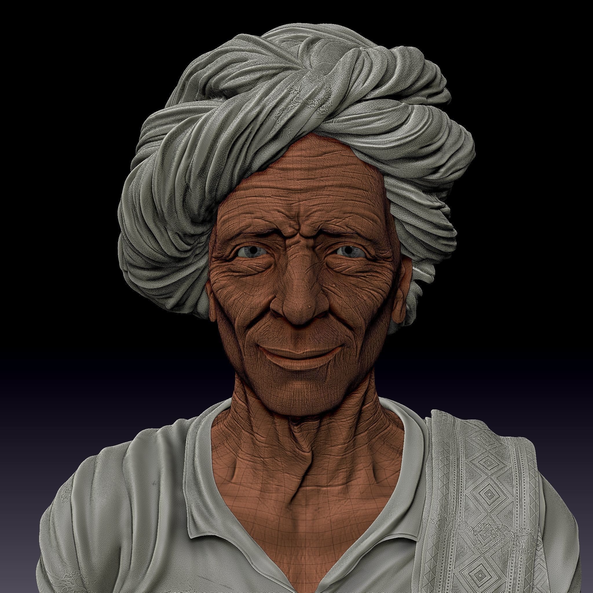 Old Man Sculpture For 3d Print  3D print model_9