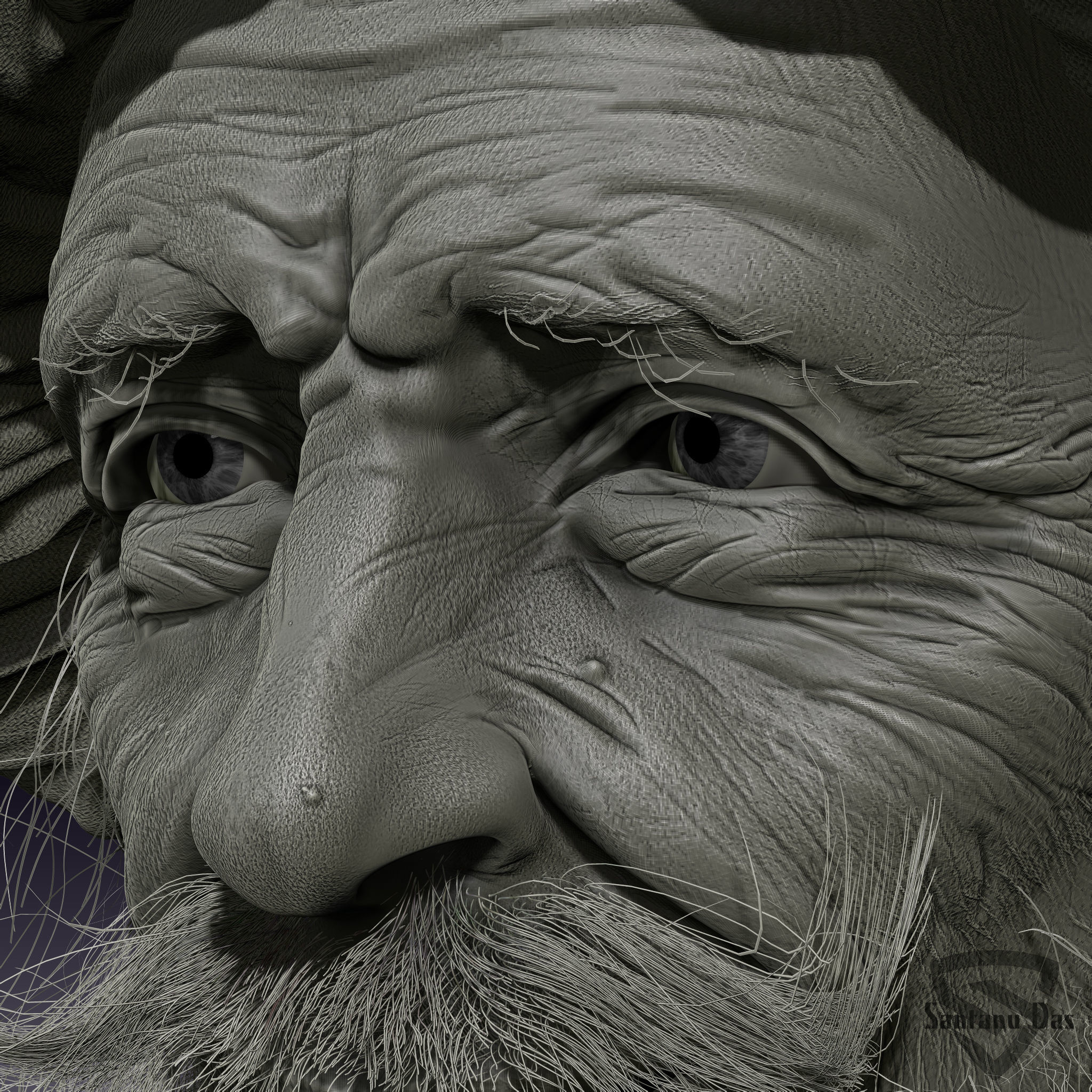 Old Man Sculpture For 3d Print  3D print model_6