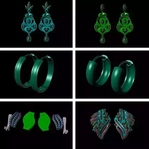 Earring Women Diamond Earring Classic 3dm STL Print Model 38-43