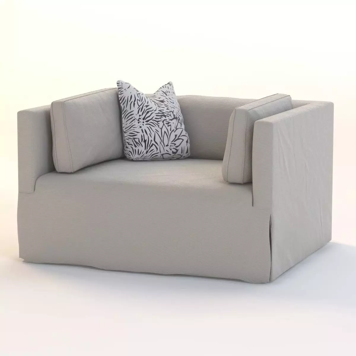 Slipcovered Lounge Chair 3D model_0
