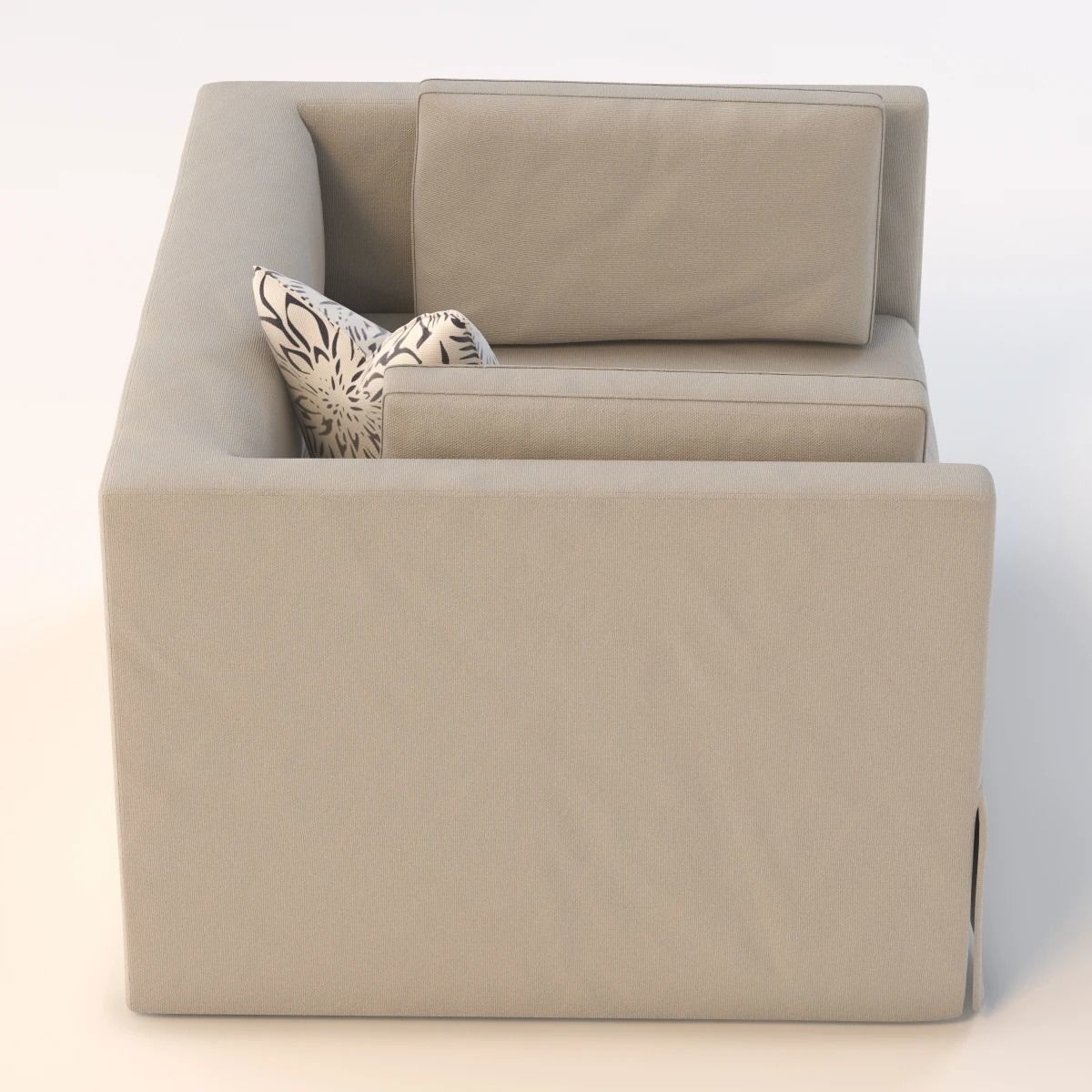 Slipcovered Lounge Chair 3D model_3