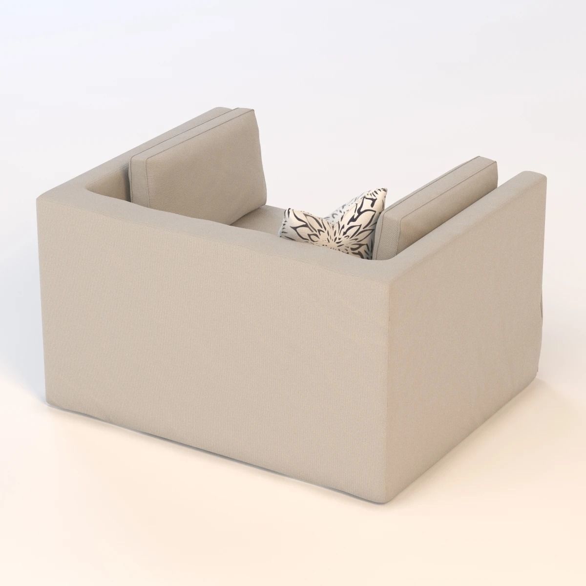 Slipcovered Lounge Chair 3D model_4