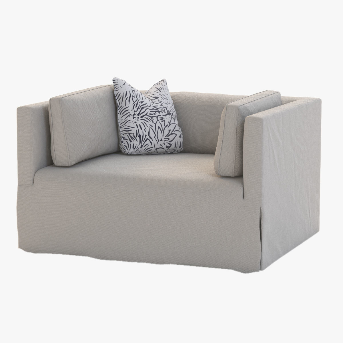 Slipcovered Lounge Chair 3D model_13
