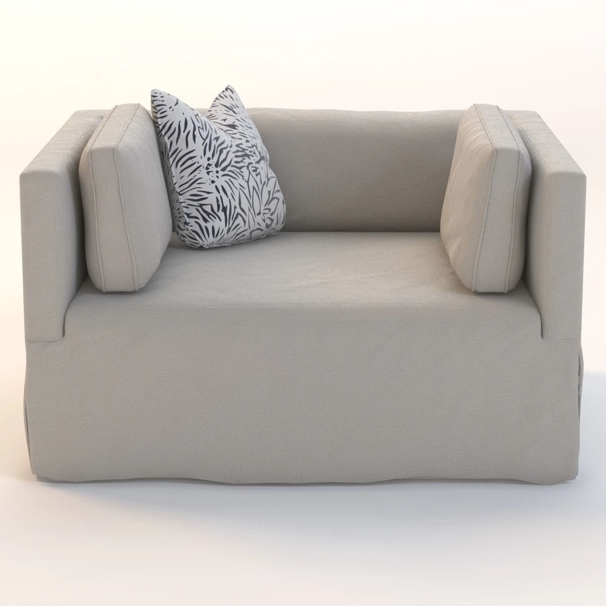 Slipcovered Lounge Chair 3D model_12