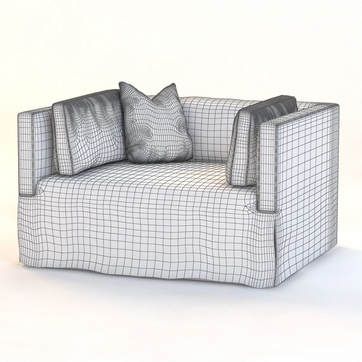 Slipcovered Lounge Chair 3D model_1