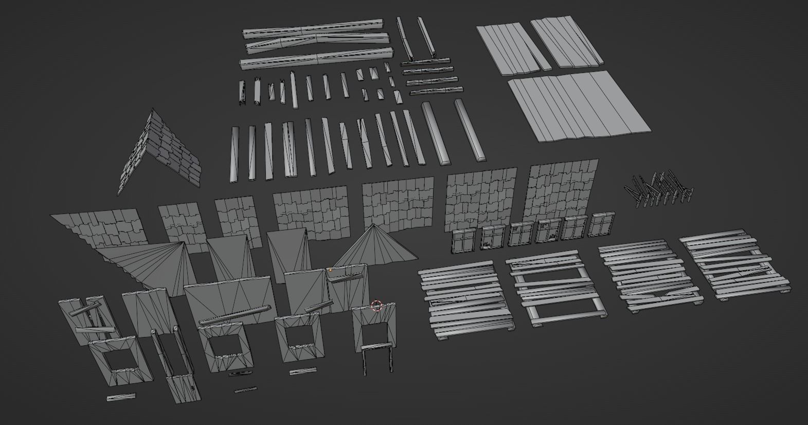 Wooden Building Kit Low-poly 3D model_18