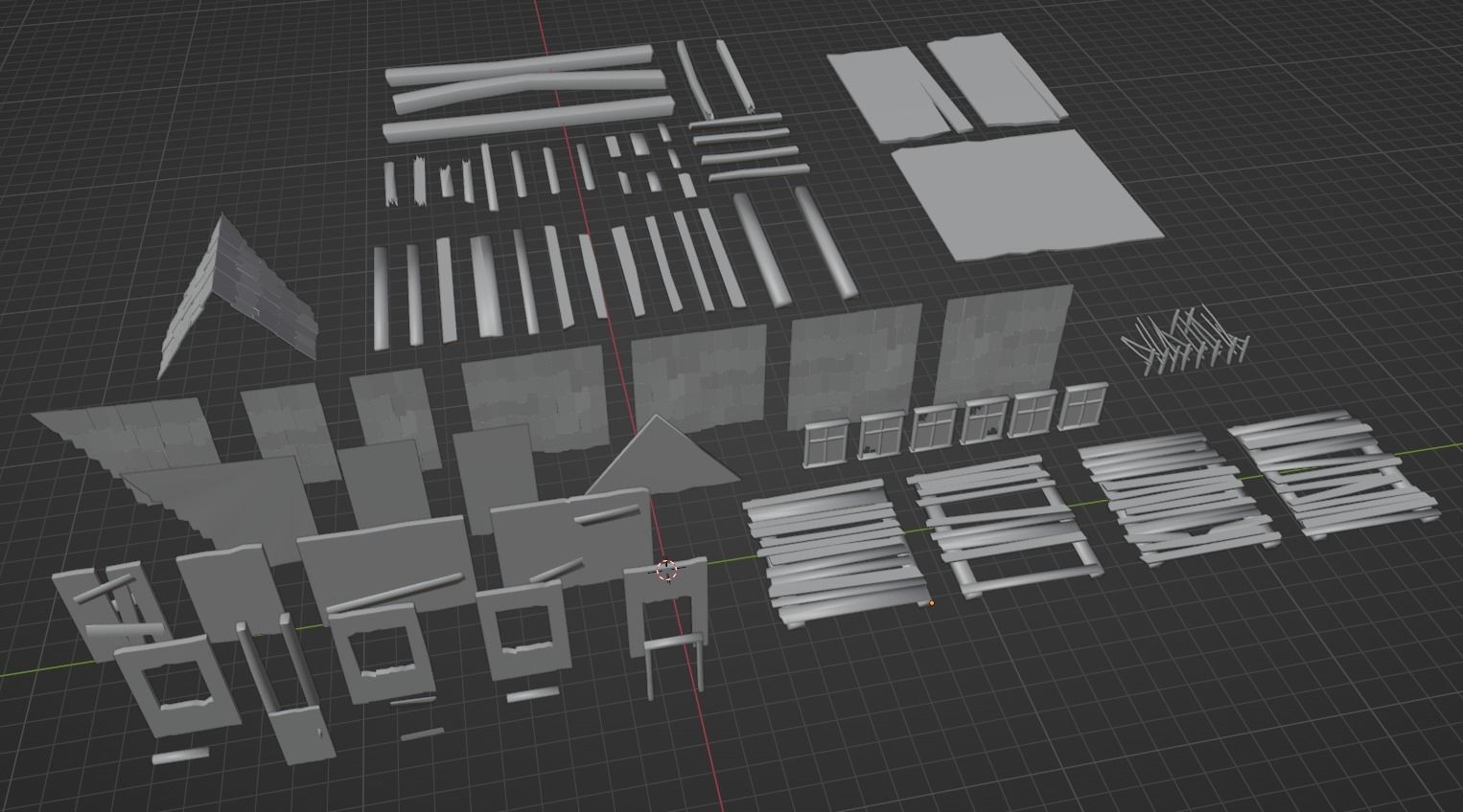 Wooden Building Kit Low-poly 3D model_17