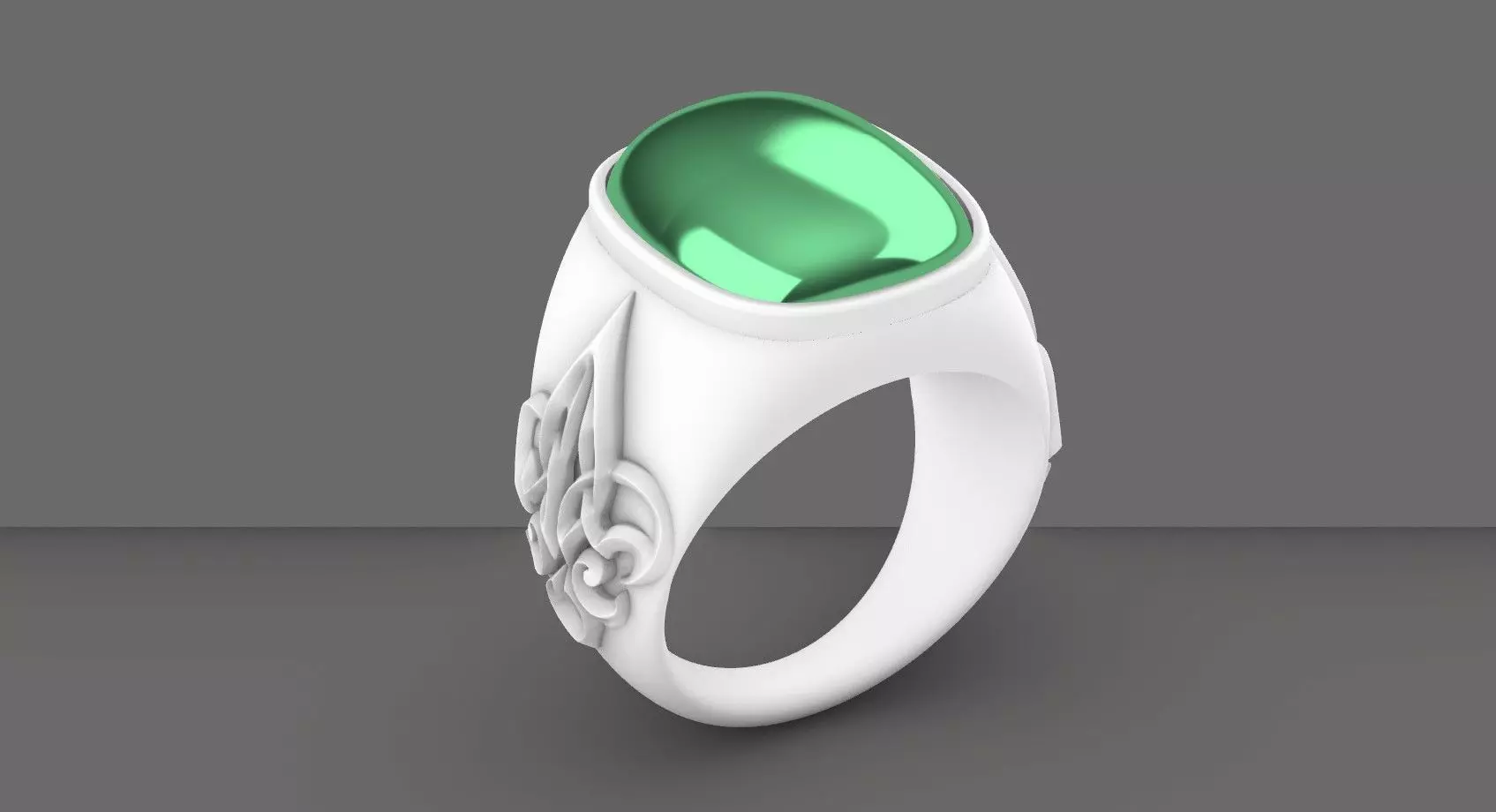 Cab Gemstone Carved Ring Design  3D print model_0
