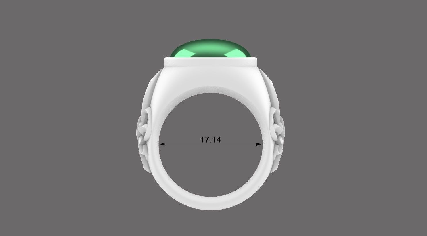 Cab Gemstone Carved Ring Design  3D print model_1