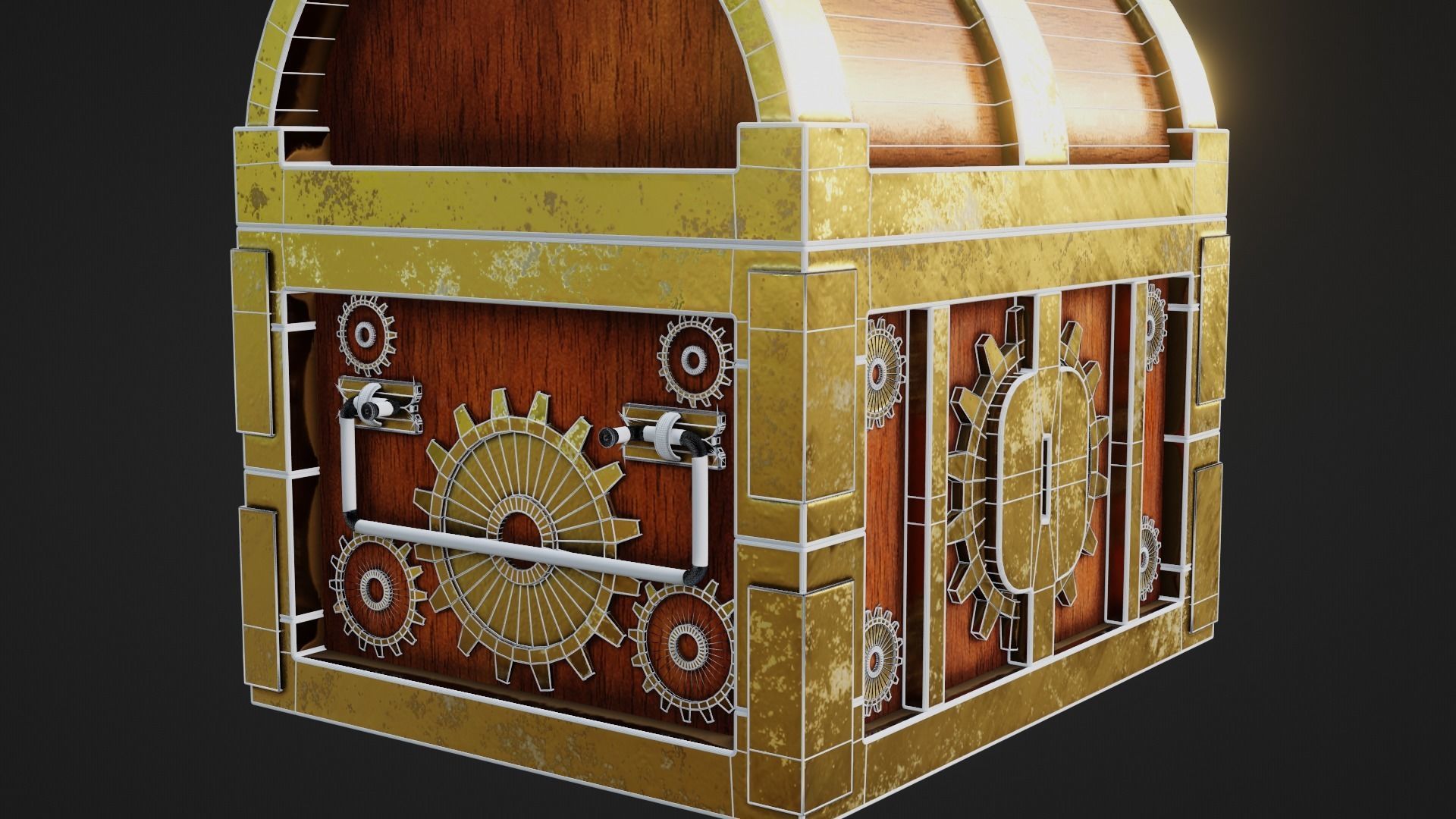 Low Poly Chest of treasures Free low-poly 3D model_7