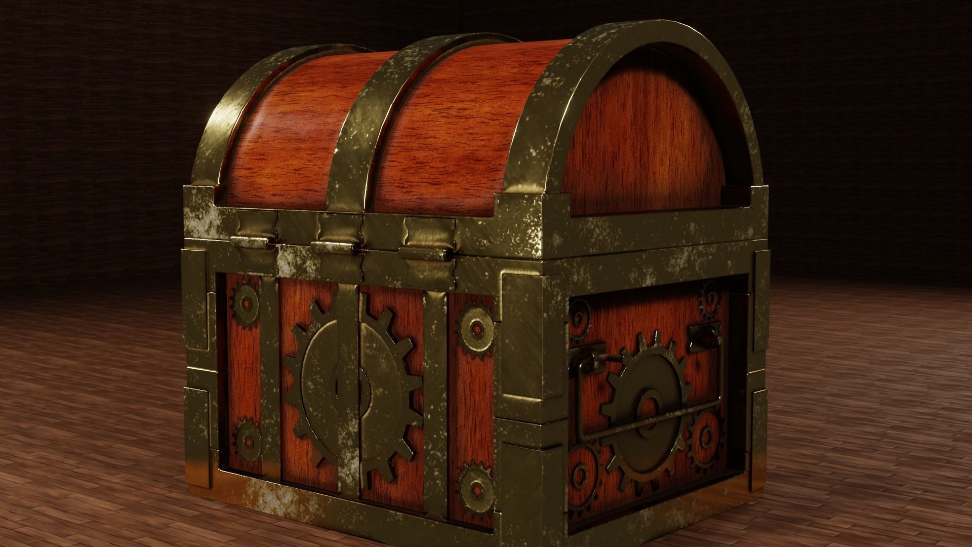 Low Poly Chest of treasures Free low-poly 3D model_2