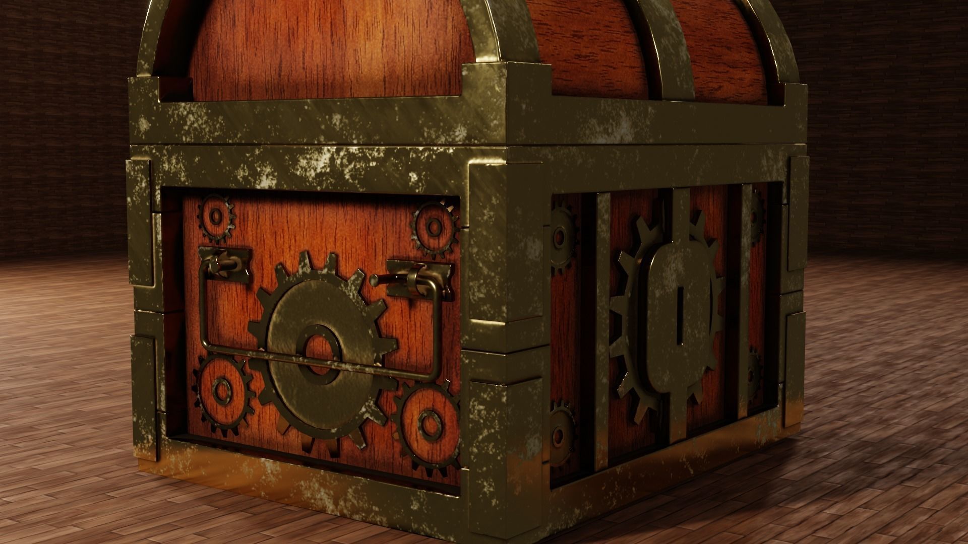 Low Poly Chest of treasures Free low-poly 3D model_3