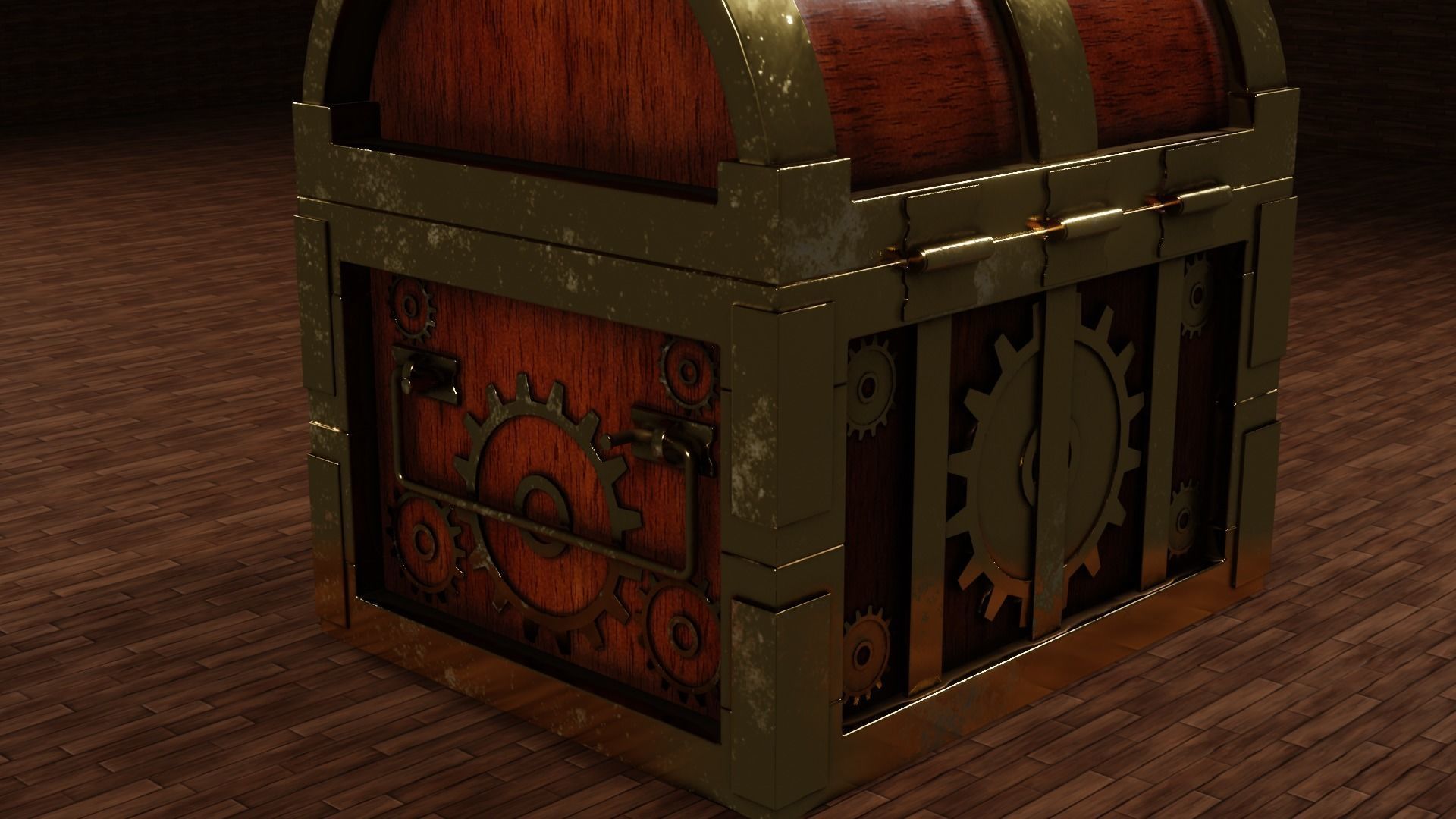 Low Poly Chest of treasures Free low-poly 3D model_1