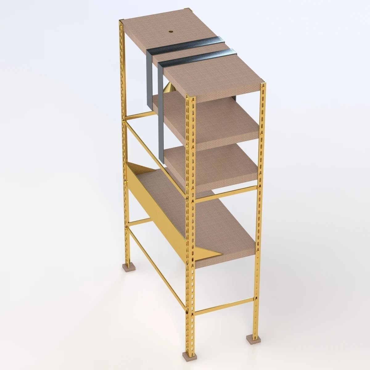 Scaffale D Arte Brass Desk 3D model_3