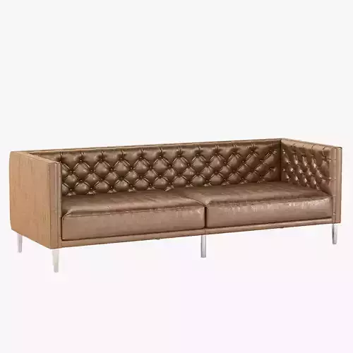 Savile Dark Saddle Brown Leather Tufted Sofa