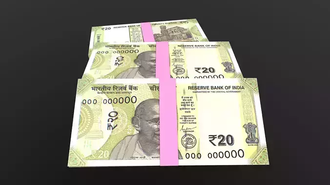 Indian 20 Note Currency Bundle AR VR PBR