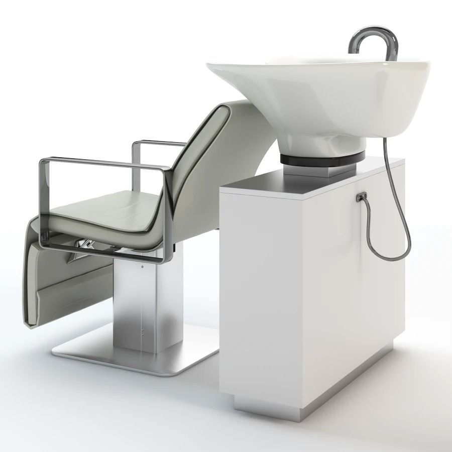 Salon Chair With Wash Bin 3D model_4
