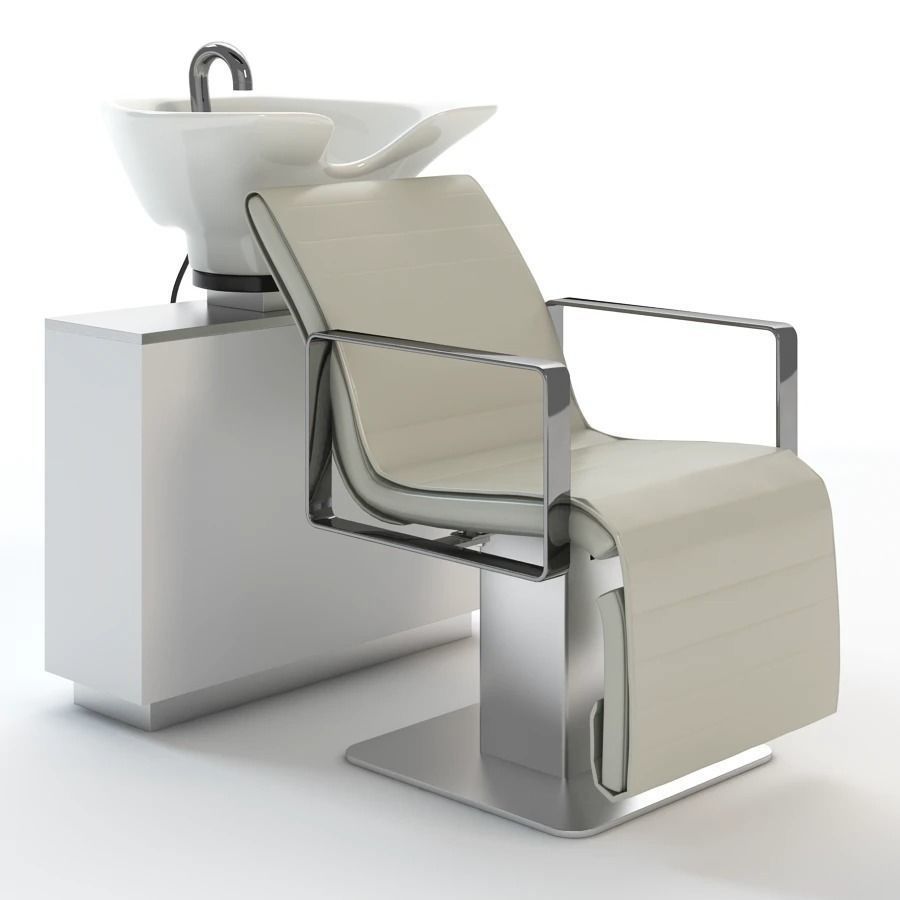 Salon Chair With Wash Bin 3D model_3